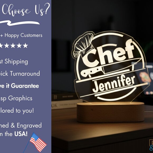 Chef Night Light – Personalized LED Nightlight for Food Lovers - Picture 4 of 8